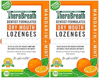 TheraBreath Dry Mouth Lozenges with Zinc, 100 Lozenges, Mandarin Mint, 100 Count (Pack of 2), 200 Count