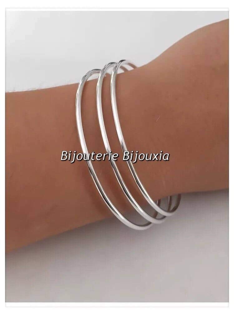 Set di bracciali 3 pezzi in argento massiccio 925/1000-62 mm, Argento sterling Metallo Argento
