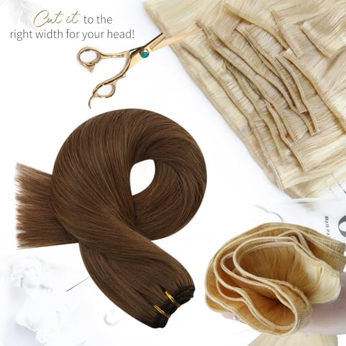 Moresoo Weft Hair Extensions Chestnut Brown Real Human Hair Sew in Extensions Remy Hair wefts Brown 14 Inch 100g/Pack #8 - Image 4