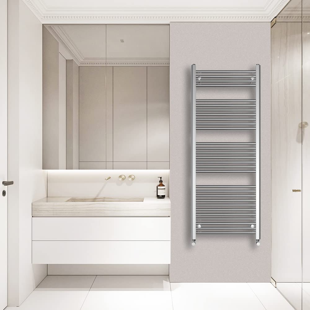 Warmehaus Straight Heated Towel Rail Radiator Ladder Chrome 1500x600mm