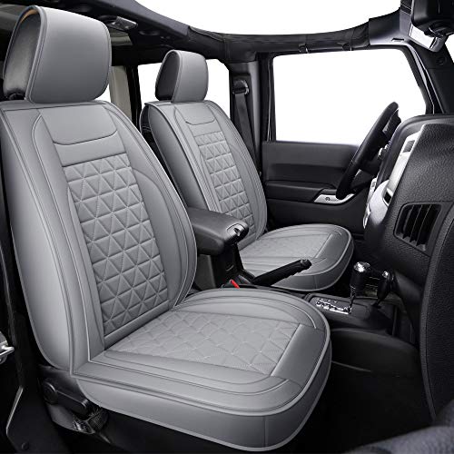 LUCKYMAN CLUB 14-MSJ Wrangler Seat Covers 4 Door Full Set, Fit for JK JL 2007-2021 Unlimited X Sahara Sport Rubicon (MSJ-Gray)