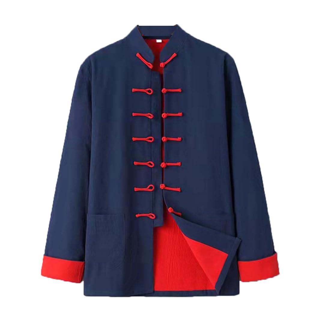 ZHOUXIAO Giacca per Kung Fu Sciolta, Spesse Abiti da Uniforme da Tai Chi Si Abitudini Cinesi Kung Fu Abiti Ala di Cotone Puro Chun, Vestito a Maniche Lunghe Camicia Camicia blue2-L