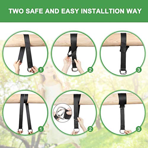 Tree Swing Hanging Kit, Tree Swing Straps, DIORES Hammock Straps With Loops Set Of 2 Holds 2100 Lbs With 2 Safe Lock Snap Hooks , Perfect For Tree Swing & Hammocks,Easy & Fast To Installation, 5 FT by Nobranded - Image 7
