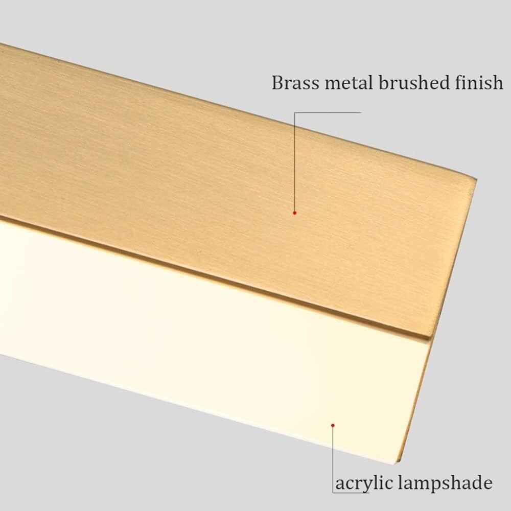 CUNTO Lampadario Moderno a Strisce LED dimmerabili 3 Colori, Illuminazione a Sospensione lineare con Finitura in Ottone Spazzolato per tavoli da Pranzo, Isole da Cucina, apparecchi da soffitto