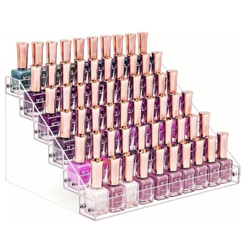 6 Tiers Nail Polish Organizer, Acrylic Display Rack Stand Holder,Eyeglasses Storage Essential Oil Paints Rack Holder Clear Makeup Organizer