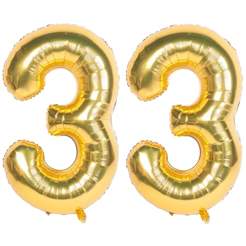 Image of 40 Inch gold Number Balloons Helium Foil Mylar Balloon 33 | Birthday Party banquet Decoration 33