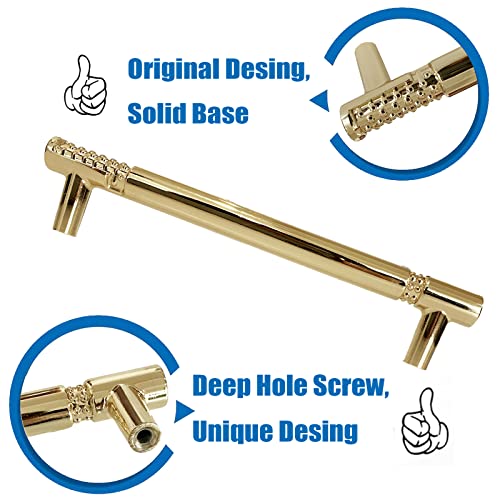 YNDD 6 Pieces Gold Cabinet Handles Kitchen Handles 128 mm Spacing Spaces, Modern Zinc Alloy Drawer Handles - Image 3