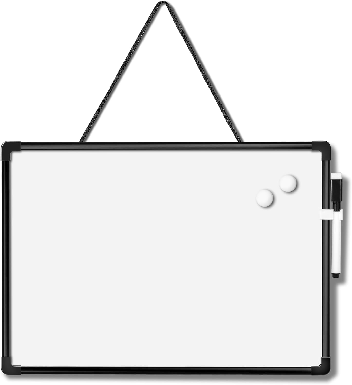 Double-Sided Small White Board 14" x 11", Dry Erase Board for Wall, Black Frame Mini Hanging Whiteboard for Home School Office