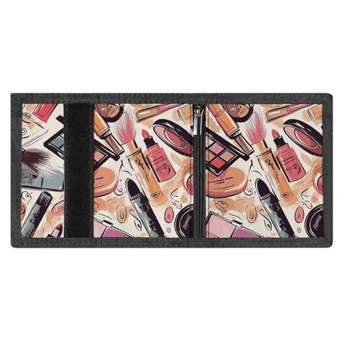 Cosmetic And Makeup Theme Pattern Trifold Wallet for Men - Money Clip Slim Wallets with Multiple Card Slots Minimalist Small Front Pocket Wallet for Everyday Carry4