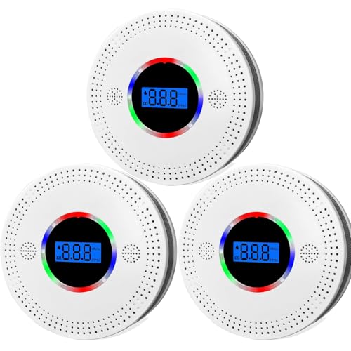 3-Pack Smoke and CO Alarm with LCD Display, EN 50291