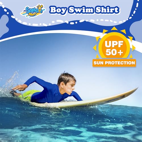 Image of Boys' Rash Guard Long Sleeve UPF 50 Sun Shirts for Toddler Kids Youth Water Swimming Rashguard