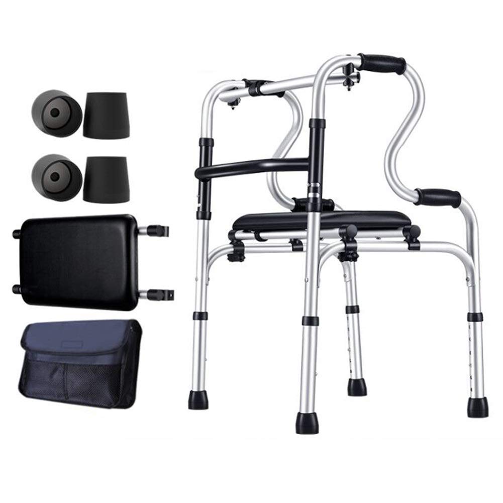 Andadores para personas mayores, asistente de paso rodante plegable de altura ajustable portátil de aluminio, para el interior exterior de la casa, carga 180 kg (400 lb) (sin ruedas) ()