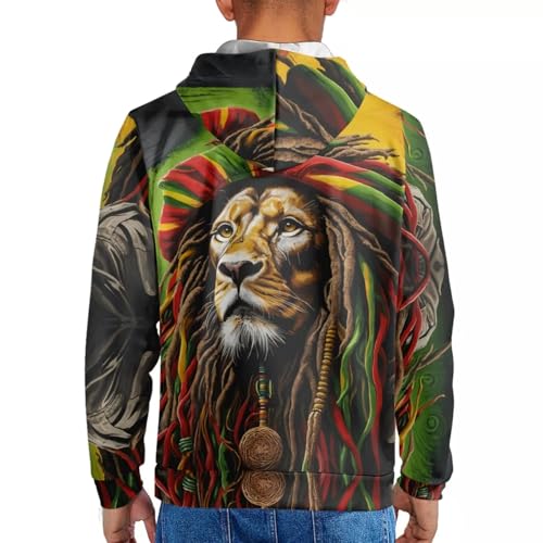 Jamaican Sweatshirts For Men 3D Printed Rasta Lion Pattern Polyester Hoodie Sweatshirt Long Sleeve Sweater Pullover2
