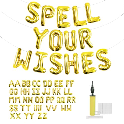Lot de 52 ballons en aluminium avec lettres de l'alphabet de A à Z - Bannière personnalisée pour anniversaire, fête prénatale, décoration de fête de...