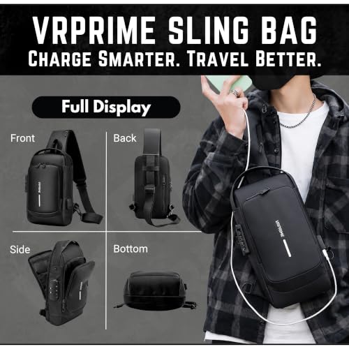 Image of Sling Side Bag For Men | Anti-Theft Smart Waterproof Crossbody Chest Bag for Travel | Messenger Bags Casual Shoulder Bag for Men and Women (ALLBLACK)