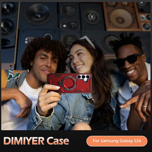 Image of for Samsung Galaxy S26 Case Magnetic with Stand, with Mag-Safe, with Screen Protector, Wireless Charging, Shockproof for Samsung S26 5G Phone Case, Ring Holder Cover for Samsung S26 Red