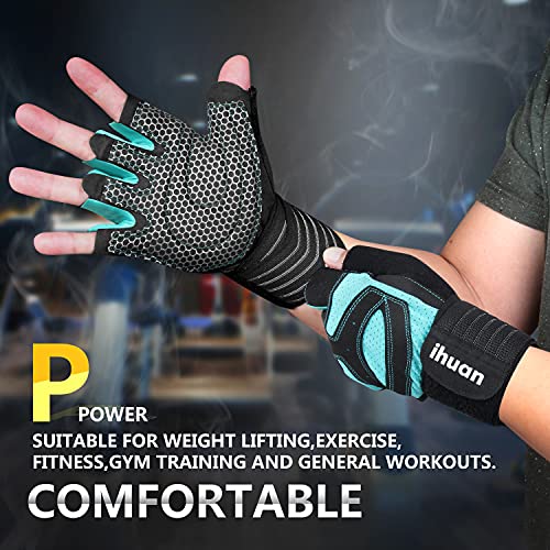 image for ihuan Ventilated Weight Lifting Gym Workout Gloves with Wrist Wrap Sup