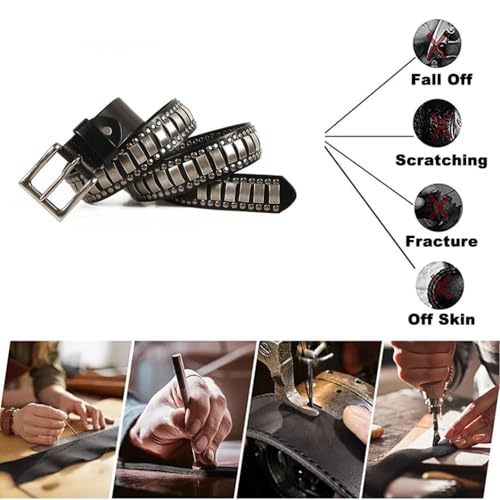 Studded Belt Punk Rock Bright Metal Rivet for Women Men Leather Waist Strap Gothic Accessories for Jeans Pants Dress3