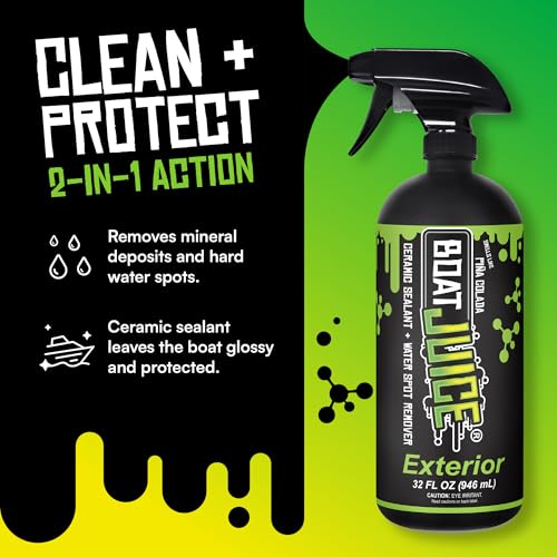 Boat Juice - Exterior Cleaner - Ceramic SiO2 Sealant - Water Spot Remover - Gloss Enhancer - Pina Colada Scent - 32oz Sprayer Bottle