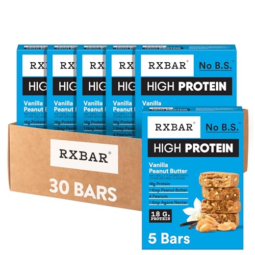 Image of RXBAR High Protein Bars, 18g Protein, Gluten Free, Protein Snacks, Vanilla Peanut Butter (6 Boxes, 30 Bars)