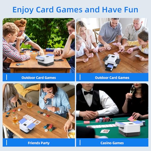 Image of Automatic Card Shuffler 1-2 Decks, Rechargeable Electric Card Dealer Machine, Low Noise Portable Shuffler for UNO, Poker, Blackjack, Skip-Bo, Phase 10