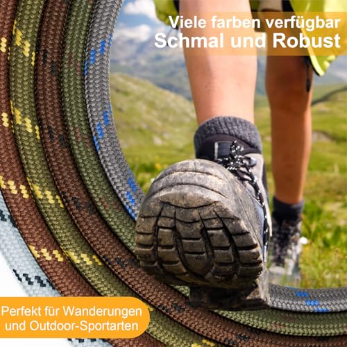 Puzeam 2 Paar - Stiefel Schnürsenkel Rund [4.5mm], reißfeste Schuhbänder für Wanderschuhe, Arbeitsschuhe, Wanderstiefel, Damen & Herren Ersatz Schnürsenkel Schwarz Grau 120