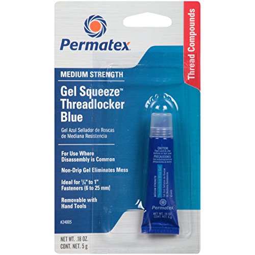 Image of Permatex 24005-6PK Medium Strength Threadlocker Blue Gel, 5 g Gel Squeeze Tube (Pack of 6)