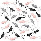 Gejoy 36 Pcs Fake Mice Realistic Mouse Fake Rats Small Plastic Mice for Mischief Prank Horror Spooky Gothic Party Decorations Supplies(Funny Color)