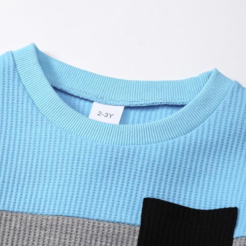 Image of Kid Toddler Boy Clothes Color Block Sweatshirt and Casual Pants 2Pcs Boys Fall Winter Outfits 1-5T