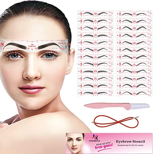 Eyebrow Stencil, 24 Eyebrow Shaper Kit, Reusable Eyebrow Template With Strap, 3 Minutes