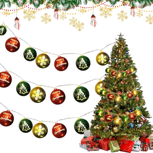 WELLXUNK LED Weihnachtskugeln, 20 Weihnachtsschmuck Ball LED,...