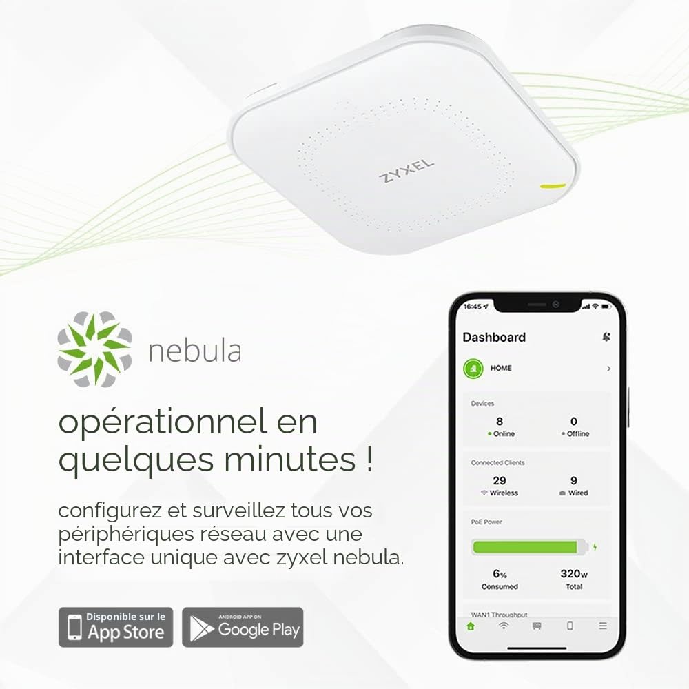 Zyxel NWA50AX Pro Point d'Accès WiFi 6 AX3000 Multi-Gig PoE 2.5 G MU-MIMO