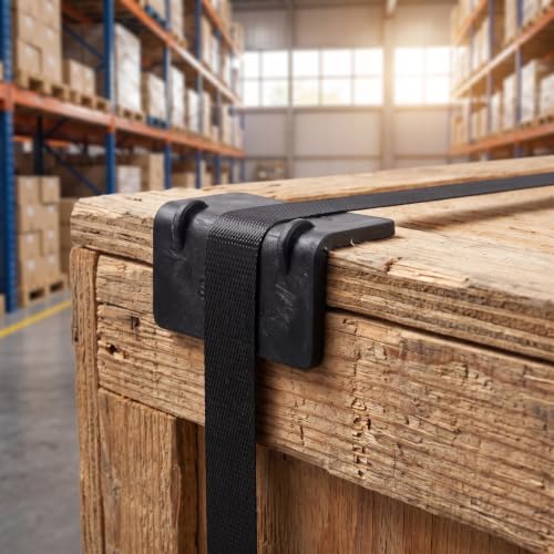 Image of 100 Pcs Black Plastic Corner Protectors for Safe Box Packaging - 2.16 inch X 1.18 inch X 1.18 inch Durable Guards for Shipping and Storage (Pack of 2)
