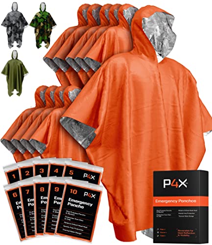 Image of PREPARED4X Emergency Mylar Poncho - Survival Rain Poncho with Hood - Lightweight, Compact, Reusable Emergency Blanket Poncho for Hiking, Camping, Thermal Gear, Car Kit, Outdoors