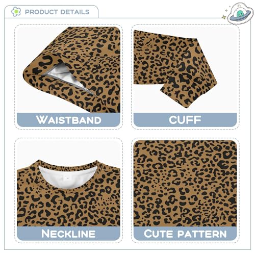 JUNZAN Leopard Print Brown Little Boys Sweatshirts Hoodies Crewneck Hoodies for Girls Athletic 4T3