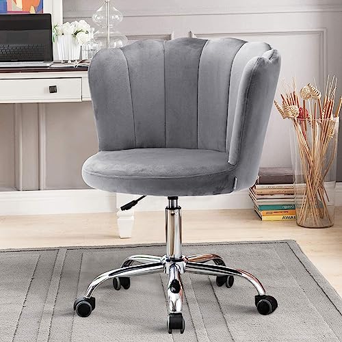 Recaceik Velvet Home Office Chair, Modern Adjustable Swivel Shell Desk Chair For Living Room Upholstered Cute Vanity Chair With Wheels, Comfy Task Chair Accent Chair For Living Room Bedroom Makeup #TOP7