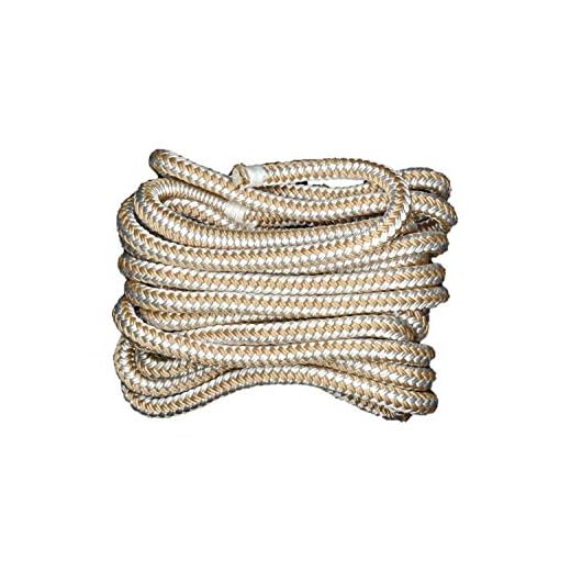 South Bend Rope Marine Grade Double Braided Nylon Dock Line w/Eye Splice (White/Gold, 3/8-inch x 20 feet)