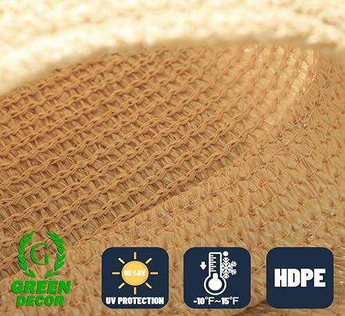 Image of HDPE Fabric Self Fold with SS Eyelet Sun Shade Sails 85-90% Protection from Sun & UV Rays Ideal for CarParking,Outdoor Garden,Balcony, Patio,Tent(Beige Color, 9.5 X 5 Feet) Pack of 1 Pc