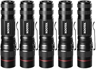 Kootek Mini LED Flashlights Pocket Pen Flashlight 5 Pack Waterproof Zoomable Bright Flashlight for Kids Child Outdoor Hiking Biking Camping Cycling Emergency Light (0.83 Inch Wide)