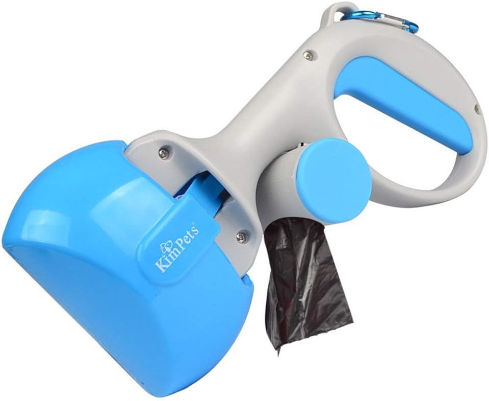 YETOOME Pet Dog Pooper Scooper, Portable Shit Scoop Collector, with Free Dog Garbage Distributor and Bags (Suitable for Outdoor, Grassland Walking), Blue