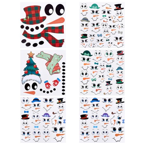 PH PandaHall 54pcs Snowman Face Stickers Christmas Snowman Decals 2 Styles Cute Christmas Face Stickers for Fridge Water Bottles Cup Window Door Wall Xmas Home Decorations
