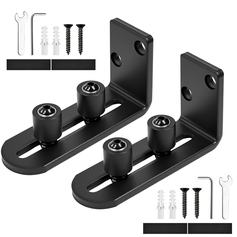 2 PCS Guías de Suelo para Puerta Corredera, Guía Inferior Puerta Corredera, Guías de Piso Ajustable para Puertas Corredizas para Montaje en Piso y Pared, Guía de Suelo para Puertas de Granero