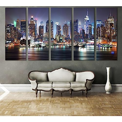 Impression sur toile New York Cityscape №612 tableau 5 panneaux 200x100 cm