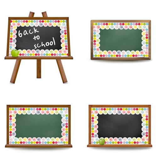 Image of Whaline 32.8 Ft Colorful Happy Face Scalloped Bulletin Board Borders Back to School Smile Face Firework Die-Cut Rolled Border Trim for Classroom Office Chalkboard Decoration