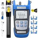 2-Piece Rechargeable high-Precision Optical Power Meter A-C710A (-70~+10dBm) Fiber Tester & Fiber Optic Test Pen 15,Suitable for SC/FC/ST/LC Interface, with 1 FC-LC Adapter