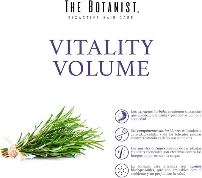 The Botanist Rosemary Shampoo - Voluminizing & Revitalizing, 20 fl oz - THE BOTANIST - Champú Aceite de Romero 591 ml -