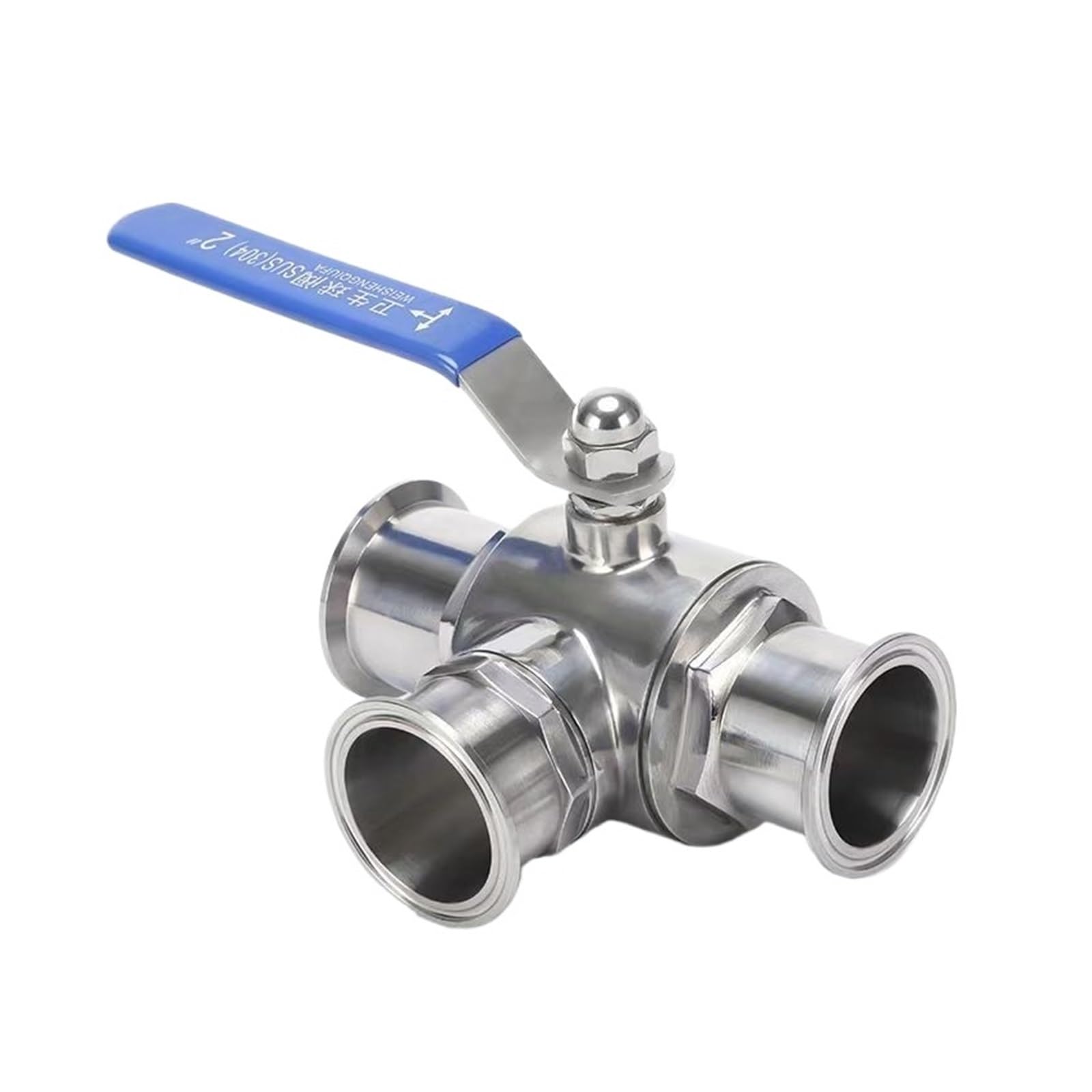 4" Stainless Steel 304 Three Way Clamp 119MM T Type Ball Valve