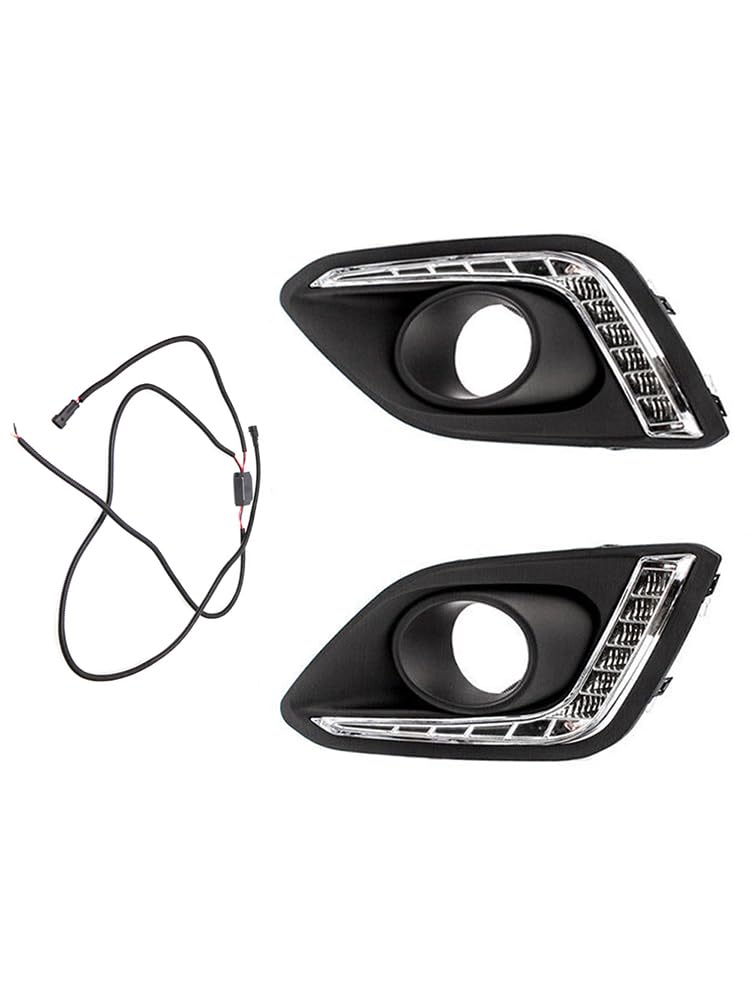 MACHSWON Parachoques delantero LED blanco luz de conducción diurna DRL luz de conducción con cubierta de agujero de lámpara antiniebla, tira de luces diurnas DRL para coche, impermeable, 12 V,