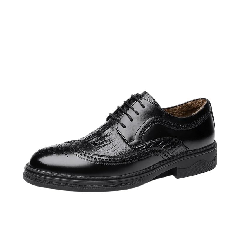 Italian Formal Shoes, Winter Stylish Loafers Shoes, Mens Leather Wedding Dress Shoes, Elegant Warm Plush Leather Shoes, Men Office Oxford Shoes