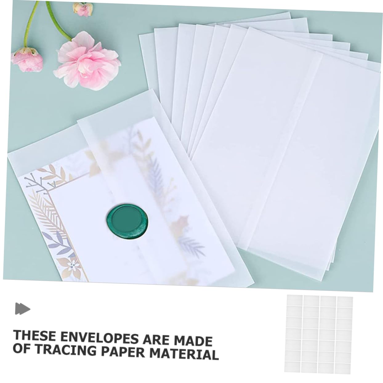 Sobres de Boda de Papel Vegetal Blancos 100 Piezas para Tarjetas